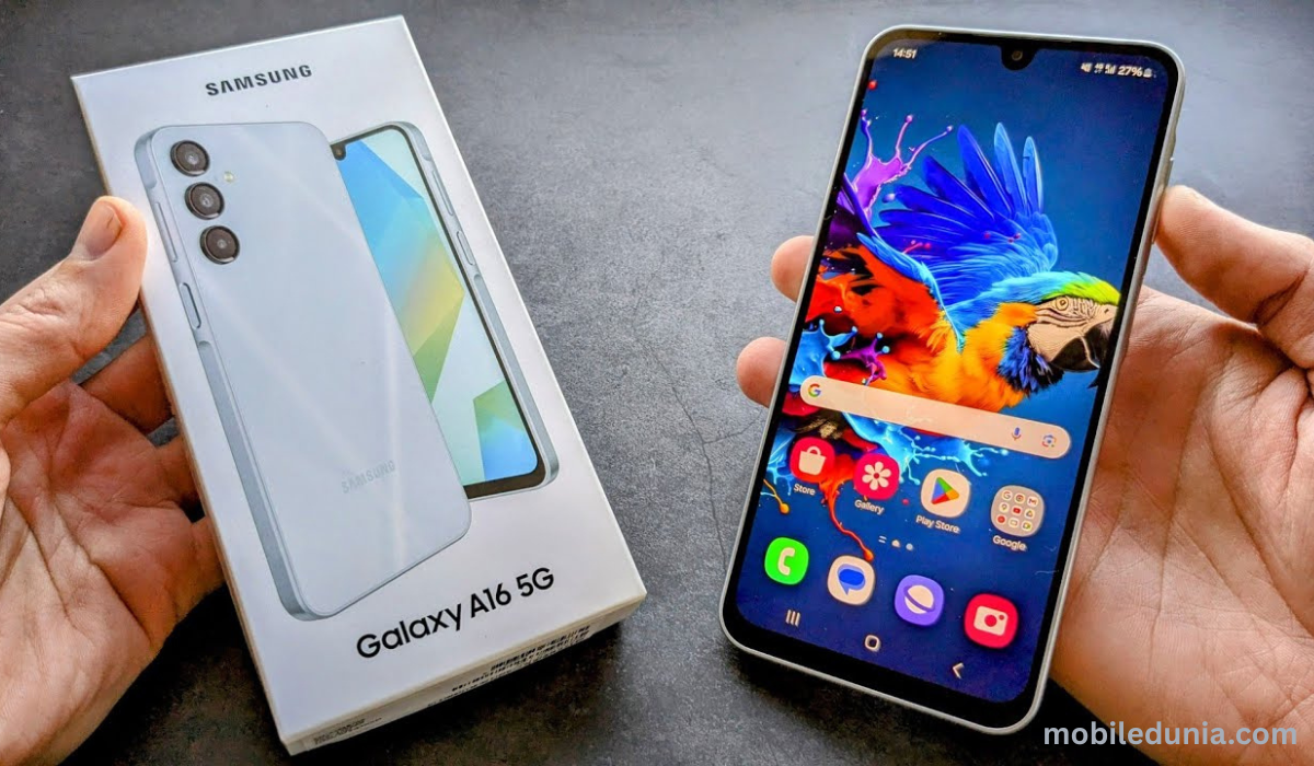 amsung Galaxy A16 स्मार्टफोन का फ्रंट डिजाइन और बड़ी डिस्प्ले